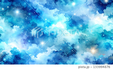 幻想的な青いキラキラな宇宙 133994876