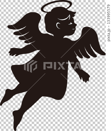 Flying angel silhouette, Christmas decoration material Flying angel silhouette, Christmas decoration material 133995579