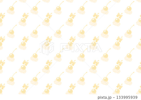 生クリームリボンチェリパターン黄色 生クリームリボンチェリパターン黄色 133995939