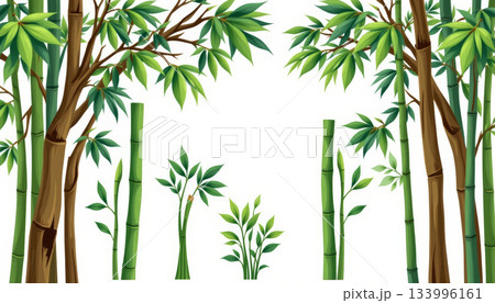 Bamboo forest green bamboo bamboo leaf tropical plant asian style nature background eco friendly botanical leafy branch jungle scene 133996161