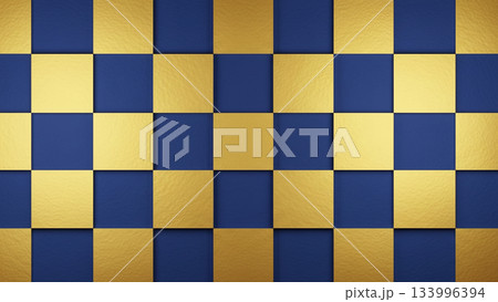 金と濃紺の和風な市松模様のテクスチャ 133996394