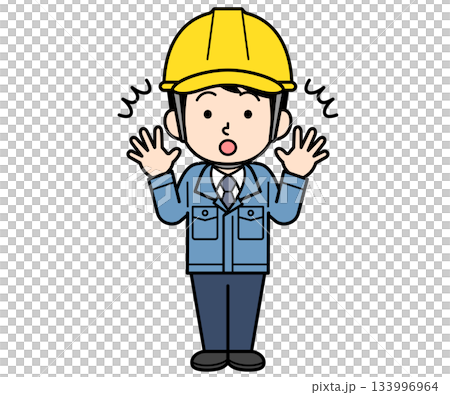 A surprised male site supervisor wearing a helmet A surprised male site supervisor wearing a helmet 133996964