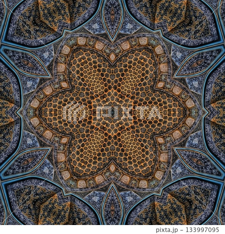 Turkish Islamic ornamental boho Pattern. Luxury Persian Mandala Tile Art & Ornate Middle Eastern mystic Ornament Design 133997095