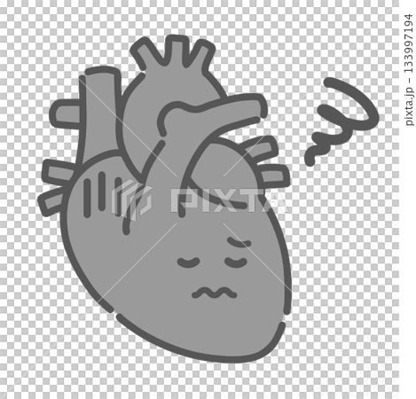 ストレスや病気で不調な心臓のキャラクターイラスト(心疾患・動悸) ストレスや病気で不調な心臓のキャラクターイラスト(心疾患・動悸) 133997194