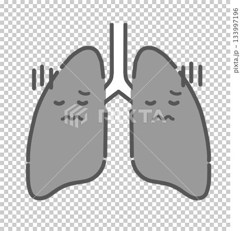 ストレスや病気で不調な肺のキャラクターイラスト(咳・呼吸困難) ストレスや病気で不調な肺のキャラクターイラスト(咳・呼吸困難) 133997196