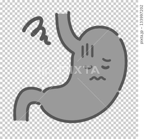 因壓力或疾病(胃炎/胃潰瘍)而感到不適的胃部角色插圖 因壓力或疾病(胃炎/胃潰瘍)而感到不適的胃部角色插圖 133997202