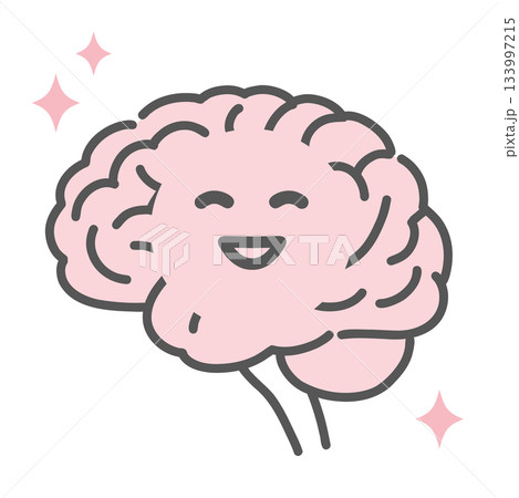 健康で活性化している脳のキャラクターイラスト(快調・集中力) 健康で活性化している脳のキャラクターイラスト(快調・集中力) 133997215