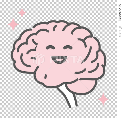 健康で活性化している脳のキャラクターイラスト(快調・集中力) 健康で活性化している脳のキャラクターイラスト(快調・集中力) 133997215