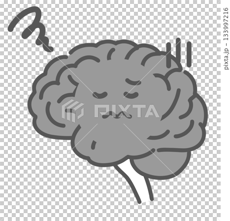 Character illustration of a brain malfunctioning due to stress (depression, fatigue, autonomic nervous system) 133997216