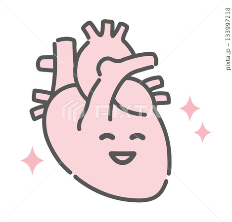 健康で元気な心臓のキャラクターイラスト（正常・循環器） 133997218