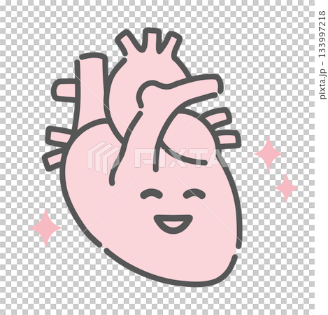 健康で元気な心臓のキャラクターイラスト（正常・循環器） 133997218
