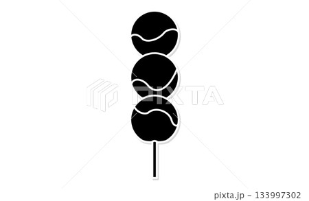 みたらし団子の線画イラスト・和菓子素材アイコン みたらし団子の線画イラスト・和菓子素材アイコン 133997302