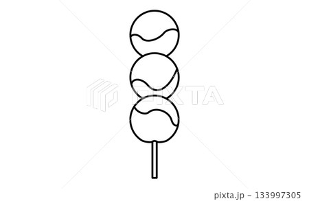 みたらし団子の線画イラスト・和菓子素材アイコン 133997305