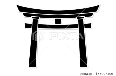 神社の鳥居のイラスト(白黒)アイコンイラスト素材 神社の鳥居のイラスト(白黒)アイコンイラスト素材 133997306