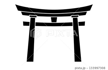 神社の鳥居のイラスト(白黒)アイコンイラスト素材 神社の鳥居のイラスト(白黒)アイコンイラスト素材 133997308