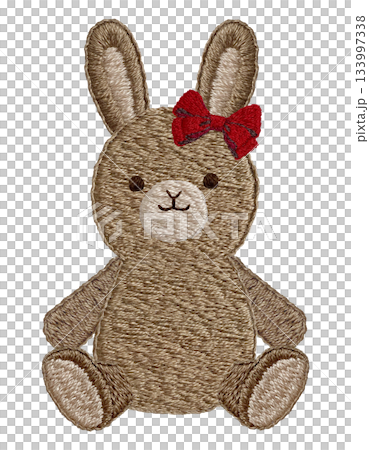 【リボンのうさぎのぬいぐるみ】手刺繍イラスト素材 【リボンのうさぎのぬいぐるみ】手刺繍イラスト素材 133997338