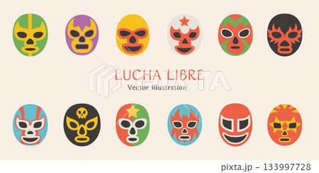 ルチャ・リブレのマスクマンたちのベクターイラストセット 133997728