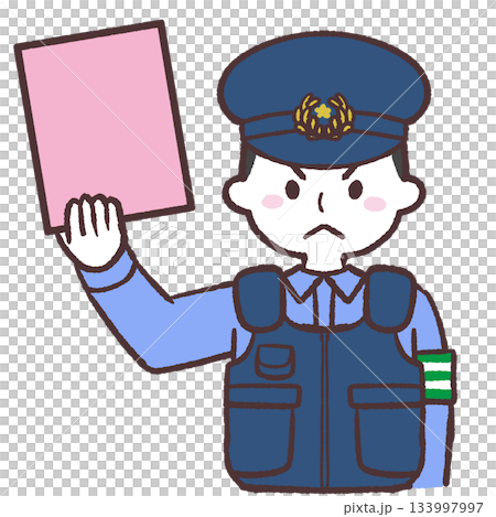 警察手持紅色罰單的插圖 133997997