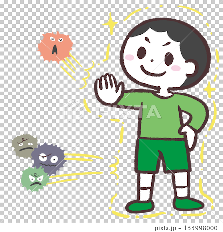Illustration of a boy with strong immunity Illustration of a boy with strong immunity 133998000