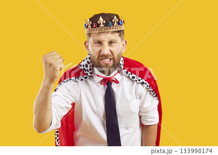 Angry businessman, king of office, aggressively distributes tasks to subordinates. Angry businessman, king of office, aggressively distributes tasks to subordinates. 133998174