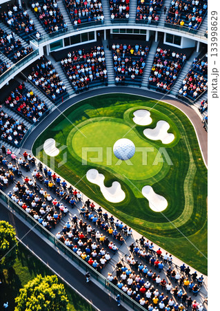 俯瞰で見るゴルフ場 133998629