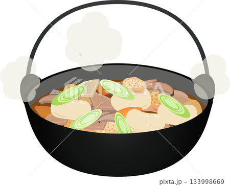 いろり鍋に入ったはっと汁 いろり鍋に入ったはっと汁 133998669