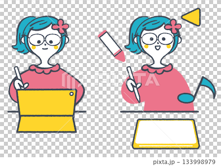 一套適合喜歡平板電腦學習、音樂和繪畫的小學生女生的兩件組產品。 133998979