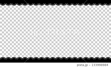 かわいいハートレースのブラックフレーム　透過 133998984