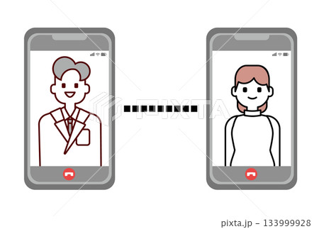 オンライン診療をしている医師と女性患者のイラスト 133999928