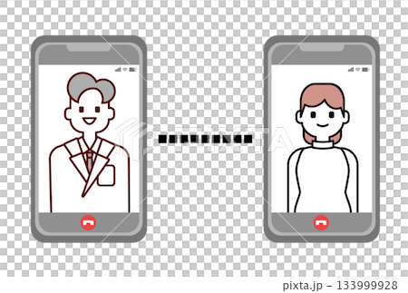オンライン診療をしている医師と女性患者のイラスト 133999928