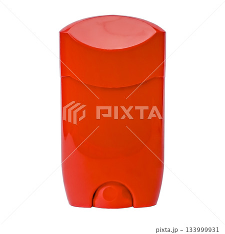 Red plastic deodorant container on a white background 133999931