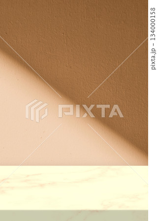 White Marble Table with Nature Shadow on Brave Ground Brown Concrete Wall Texture Background White Marble Table with Nature Shadow on Brave Ground Brown Concrete Wall Texture Background 134000158