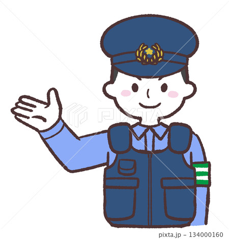 片手をあげる男性警察官のイラスト 片手をあげる男性警察官のイラスト 134000160