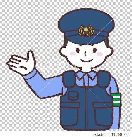片手をあげる男性警察官のイラスト 片手をあげる男性警察官のイラスト 134000160