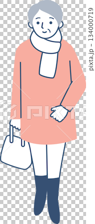 Senior woman wearing a winter coat 134000719