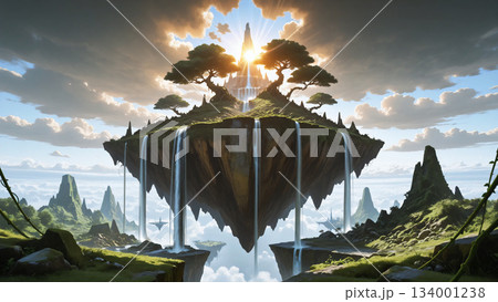 壮大な浮島と古代の石造遺跡 134001238