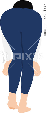 ジーンズを脱いでいる女性の足のイラスト	 134001337