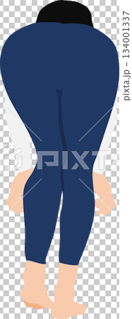 ジーンズを脱いでいる女性の足のイラスト	 134001337