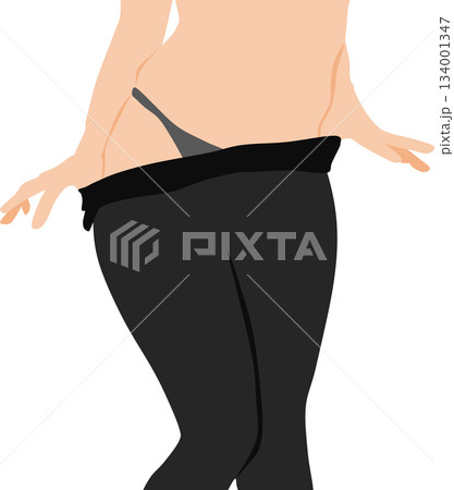 ジーンズを脱いでいる女性の足のイラスト ジーンズを脱いでいる女性の足のイラスト 134001347