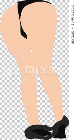 ジーンズを脱いでいる女性の足のイラスト	 134001351