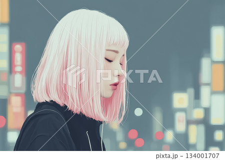 絵美シリーズ：ネオン街で立つ絵美 134001707