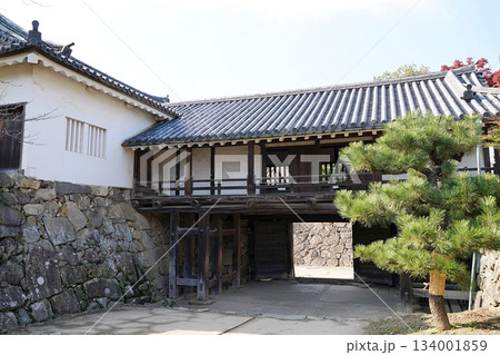 滋賀　彦根　彦根城　本丸側から見た太鼓門櫓（晩秋） 134001859