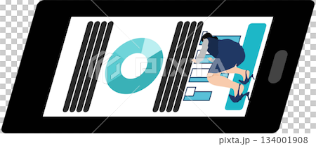 Illustration of a businesswoman creating materials for a meeting Illustration of a businesswoman creating materials for a meeting 134001908