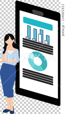 Illustration of a businesswoman creating materials for a meeting Illustration of a businesswoman creating materials for a meeting 134001911