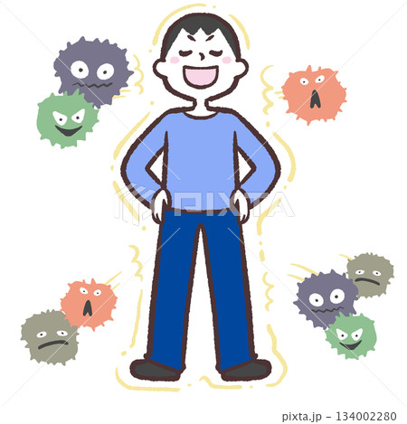 免疫力が強い男性のイラスト 免疫力が強い男性のイラスト 134002280