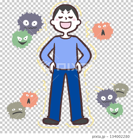 具有強大免疫力的男子的插圖 134002280