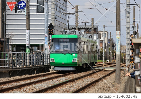 東急世田谷線の電車の走る風景 東急世田谷線の電車の走る風景 134002548