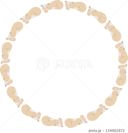 Round frame of cute domestic animals. Black cat illustration with empty space for your text 134002872