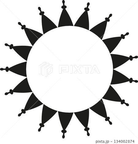 Vector round frame for text. Modern Art graphic template. Geometric frame with space for your text 134002874