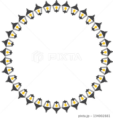 Lantern frame. Old-fashioned outdoor light lamps template. Street light illustration. Old style metal electricity lamp 134002881